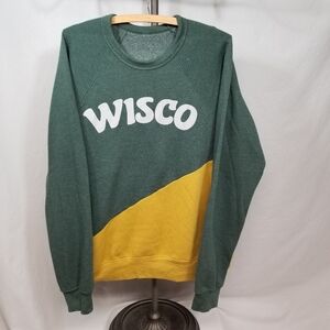 Green and Yellow "WISCO" Women's Activewear Crewneck Pullover Sweatshirt